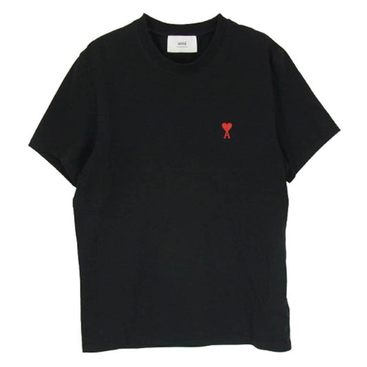 AMI PARIS アミパリス BFUTS001.724 ハートロゴ 刺繍 クルーネック 半袖 Tシャツ ブラック系 M【中古】