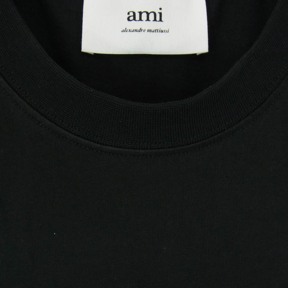 AMI PARIS アミパリス BFUTS001.724 ハートロゴ 刺繍 クルーネック 半袖 Tシャツ ブラック系 M【中古】