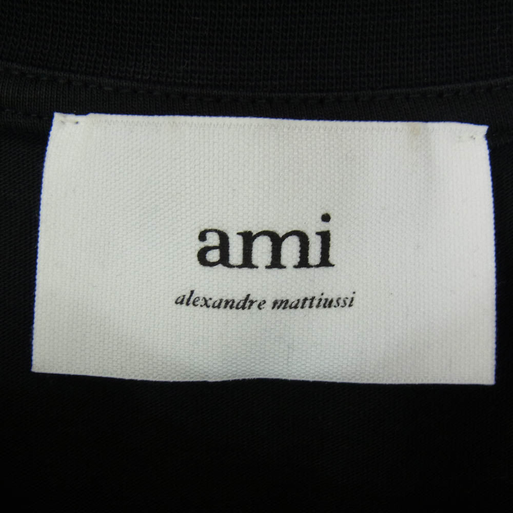 AMI PARIS アミパリス BFUTS001.724 ハートロゴ 刺繍 クルーネック 半袖 Tシャツ ブラック系 M【中古】