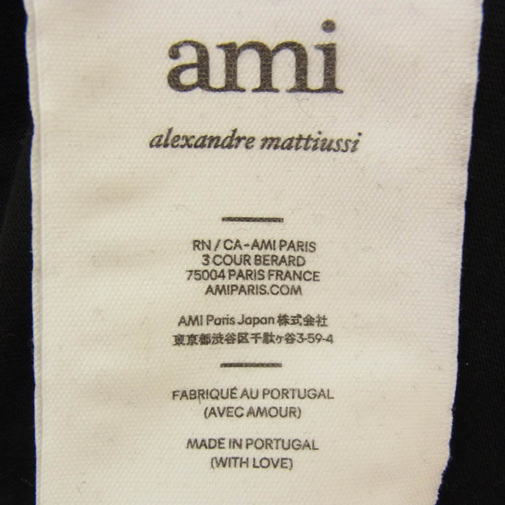 AMI PARIS アミパリス BFUTS001.724 ハートロゴ 刺繍 クルーネック 半袖 Tシャツ ブラック系 M【中古】