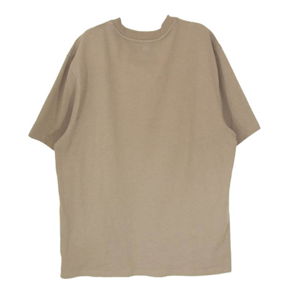 AMI PARIS アミパリス UTS025.726 ハートロゴ エンボス クルーネック 半袖 Tシャツ ベージュ グレー系 M【中古】