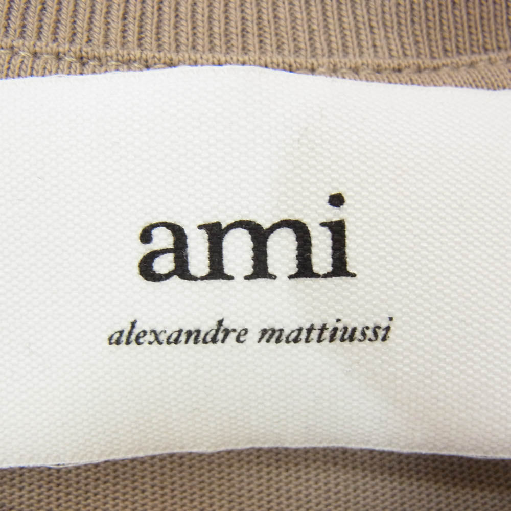 AMI PARIS アミパリス UTS025.726 ハートロゴ エンボス クルーネック 半袖 Tシャツ ベージュ グレー系 M【中古】