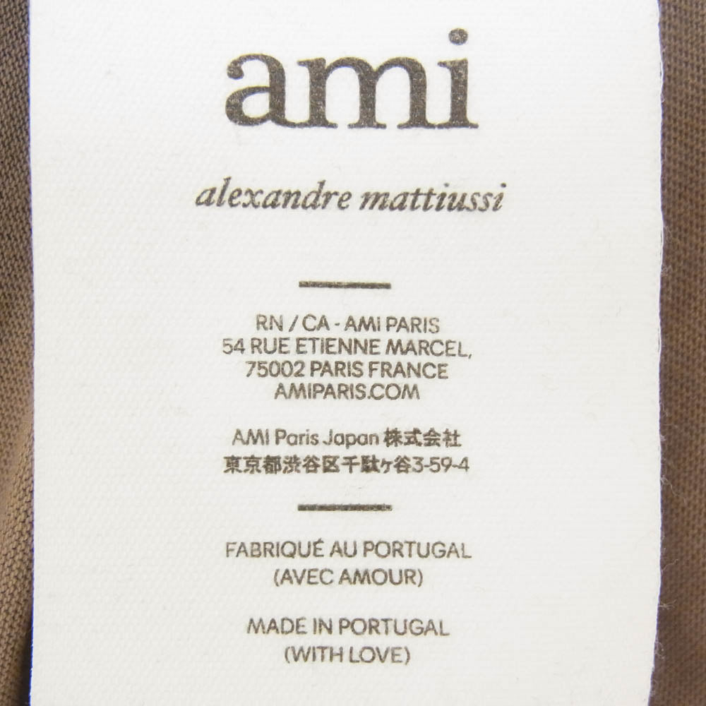 AMI PARIS アミパリス UTS025.726 ハートロゴ エンボス クルーネック 半袖 Tシャツ ベージュ グレー系 M【中古】