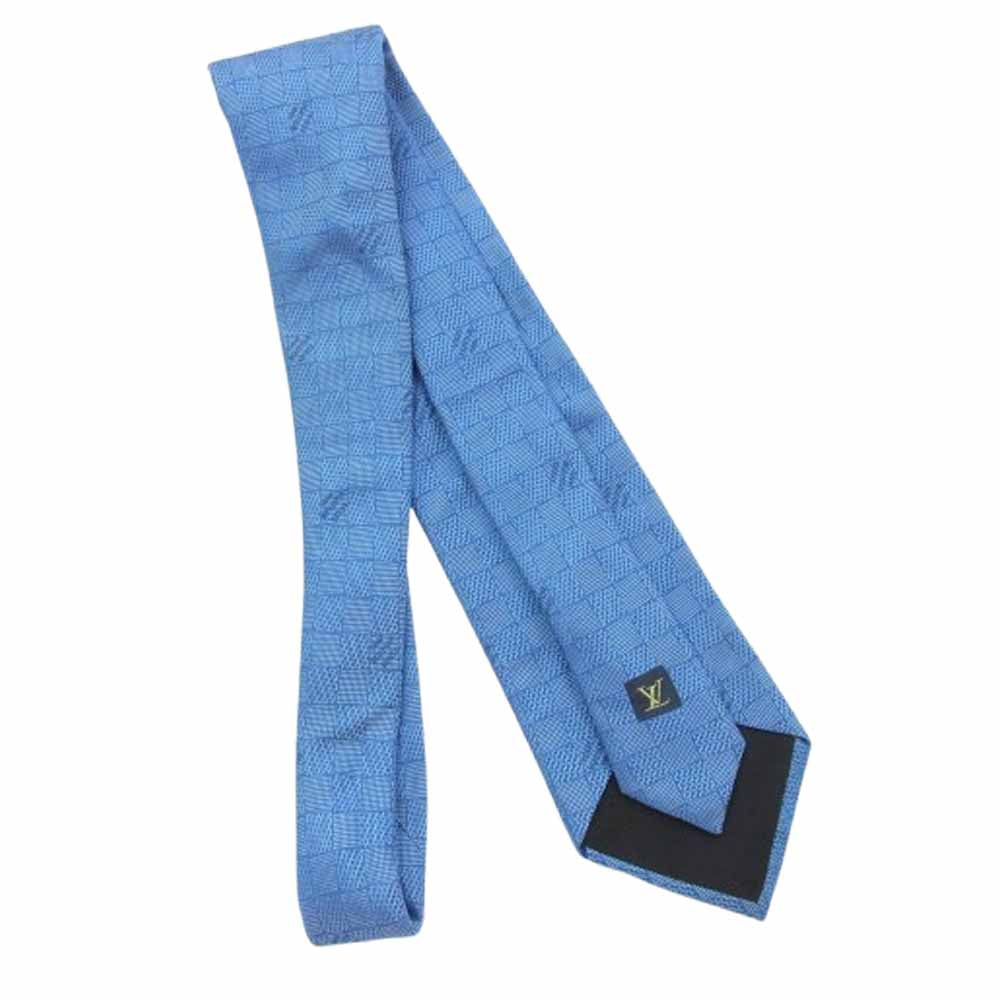 LOUIS VUITTON ルイ・ヴィトン クラヴァット ダミエ ロゴ総柄 シルク ネクタイ ブルー系【中古】