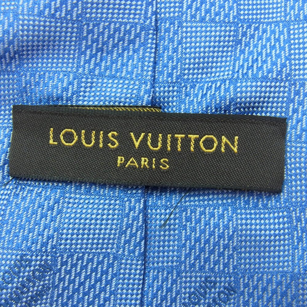 LOUIS VUITTON ルイ・ヴィトン クラヴァット ダミエ ロゴ総柄 シルク ネクタイ ブルー系【中古】