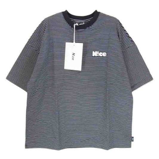 ナイス Round Logo Border Tee Navy ラウンド ロゴ ボーダー Tシャツ ネイビー系 M【極上美品】【中古】