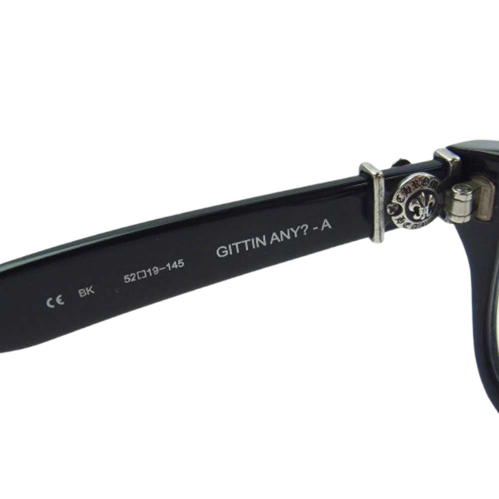 CHROME HEARTS クロムハーツ（原本無） GITTIN ANY?-A BSフレアテンプル メガネ 眼鏡 アイウェアケース付き ブラック系 52□19-145【中古】