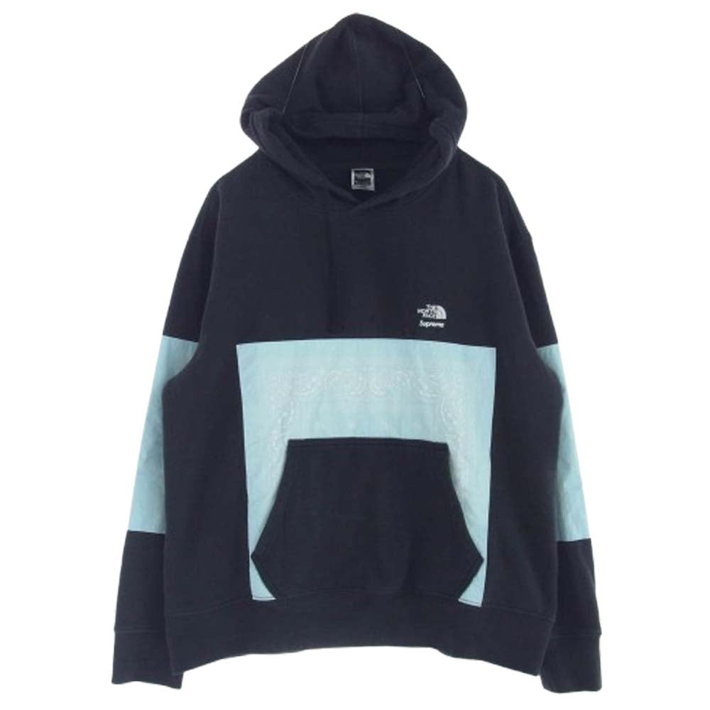 Supreme シュプリーム 22SS ×THE NORTH FACE ノースフェイス Bandana Hooded Sweatshirt バンダナ フード スウェット パーカー ブラック系 US M【中古】