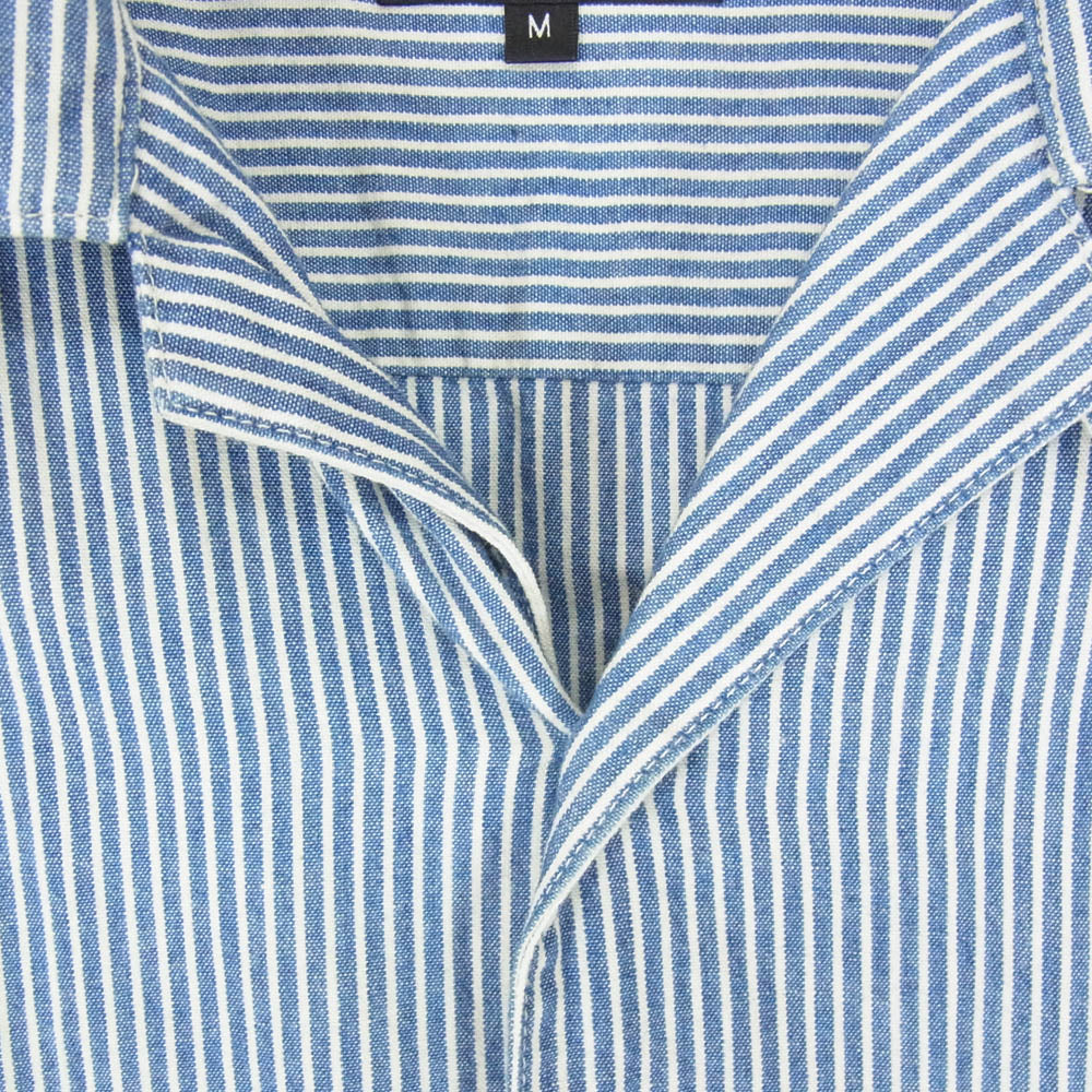 A.P.C. アーペーセー 24204-1-75131 ヒッコリーストライプ 長袖 オープンカラー シャツ ブルー系 M【中古】