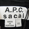 Sacai サカイ 21SS 21E2-COEQW-M26978 A.P.C. アーペーセー SIDE ZIP LOGO TEE ロゴプリント サイドジップ 半袖 Tシャツ ブラック系 XS【極上美品】【中古】
