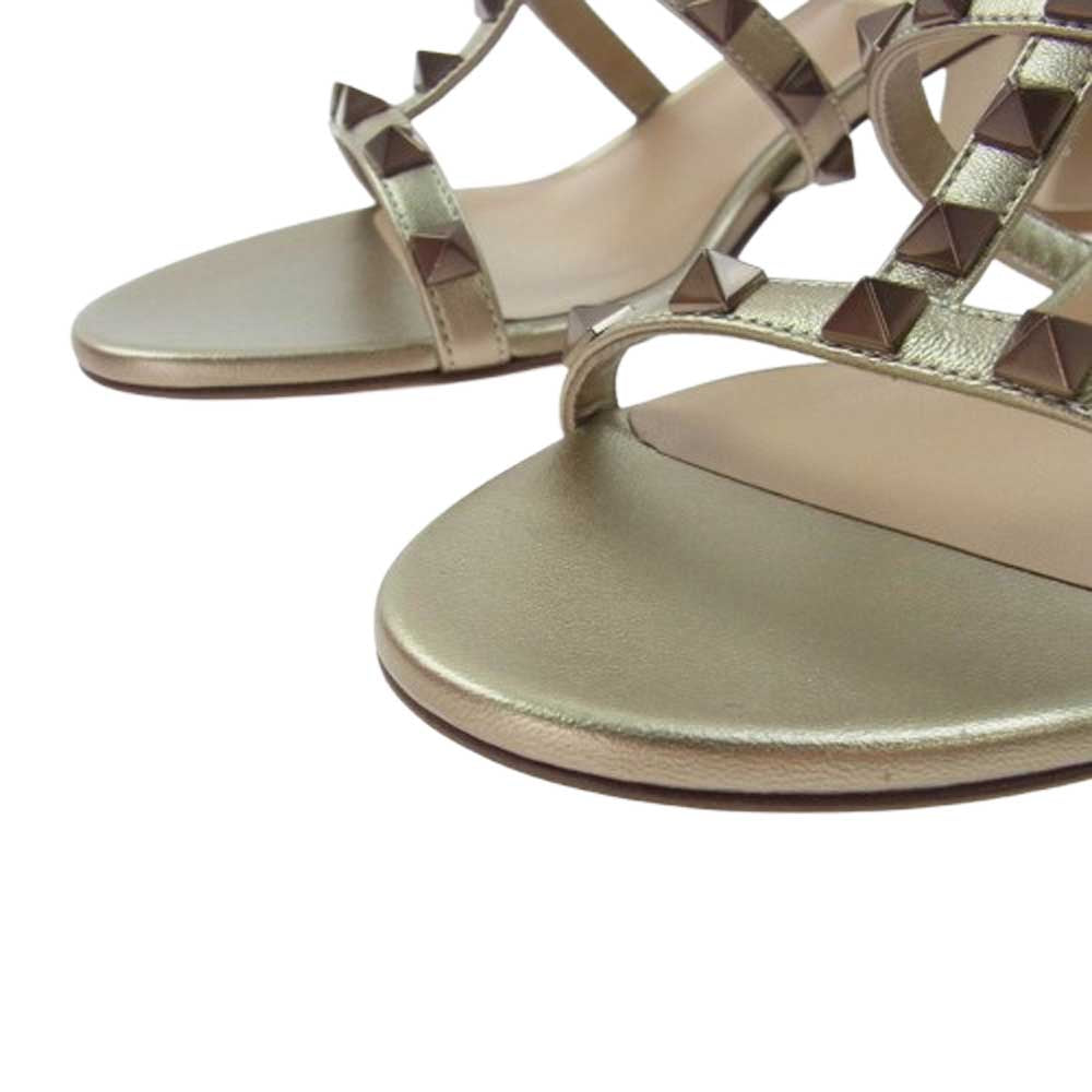 VALENTINO ヴァレンティノ ZW2S0C47 GARAVANI SLIDE SANDAL ガラヴァーニ スタッズ サンダル ゴールド系 37【極上美品】【中古】