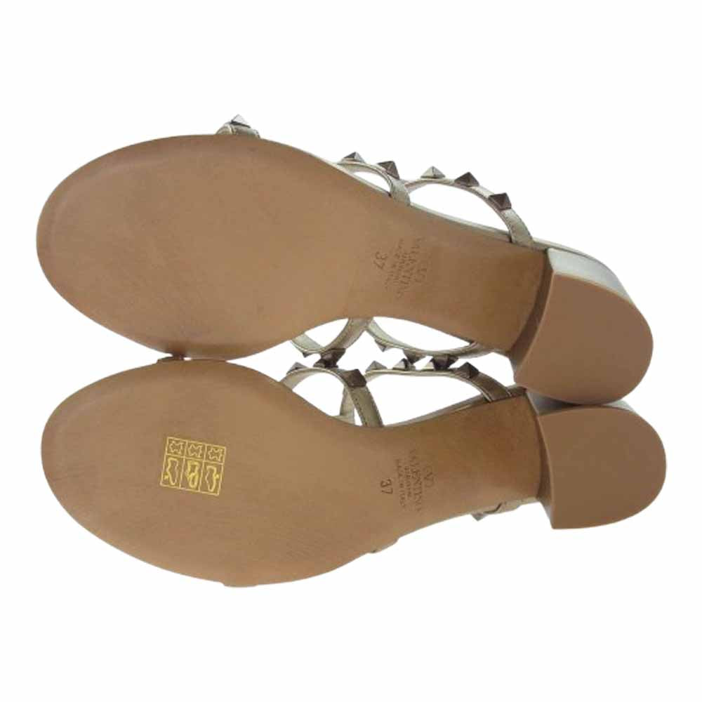VALENTINO ヴァレンティノ ZW2S0C47 GARAVANI SLIDE SANDAL ガラヴァーニ スタッズ サンダル ゴールド系 37【極上美品】【中古】