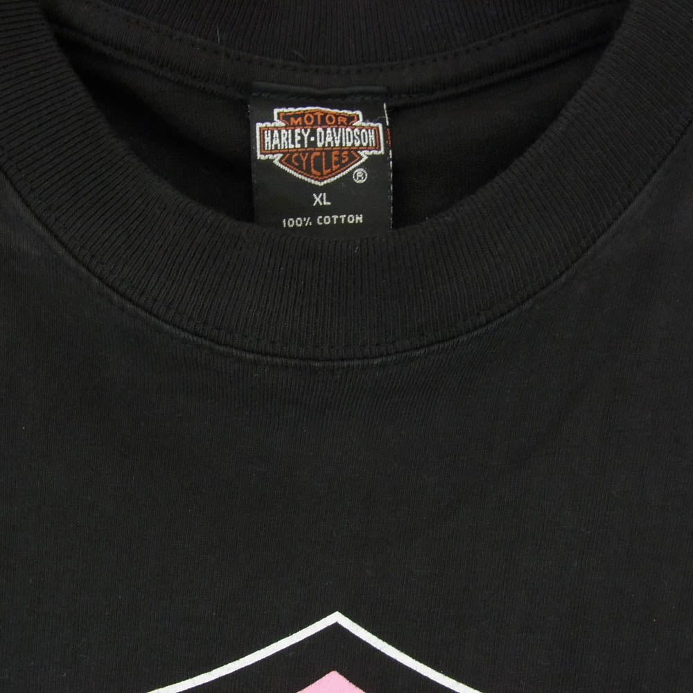 HARLEY DAVIDSON ハーレーダビッドソン フロント ロゴ プリント 半袖 Tシャツ ブラック系 XL【中古】