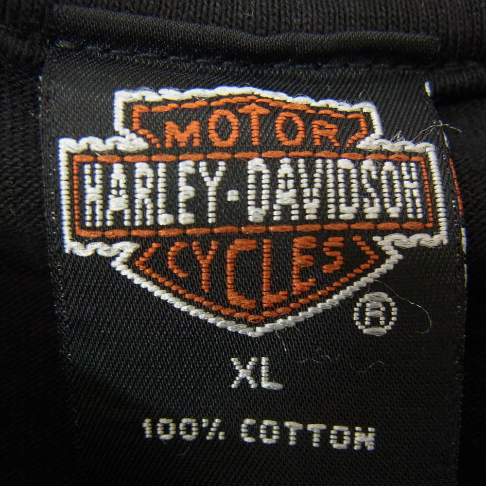 HARLEY DAVIDSON ハーレーダビッドソン フロント ロゴ プリント 半袖 Tシャツ ブラック系 XL【中古】