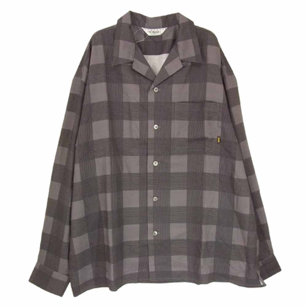CALEE キャリー RAYON CHECK OPEN COLLAR LS SH レーヨン チェック オープンカラー 長袖 シャツ チャコール系 XL【中古】