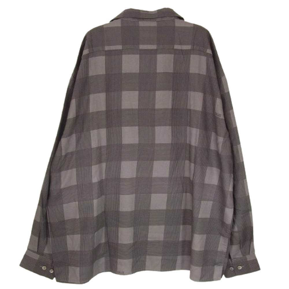 CALEE キャリー RAYON CHECK OPEN COLLAR LS SH レーヨン チェック オープンカラー 長袖 シャツ チャコール系 XL【中古】