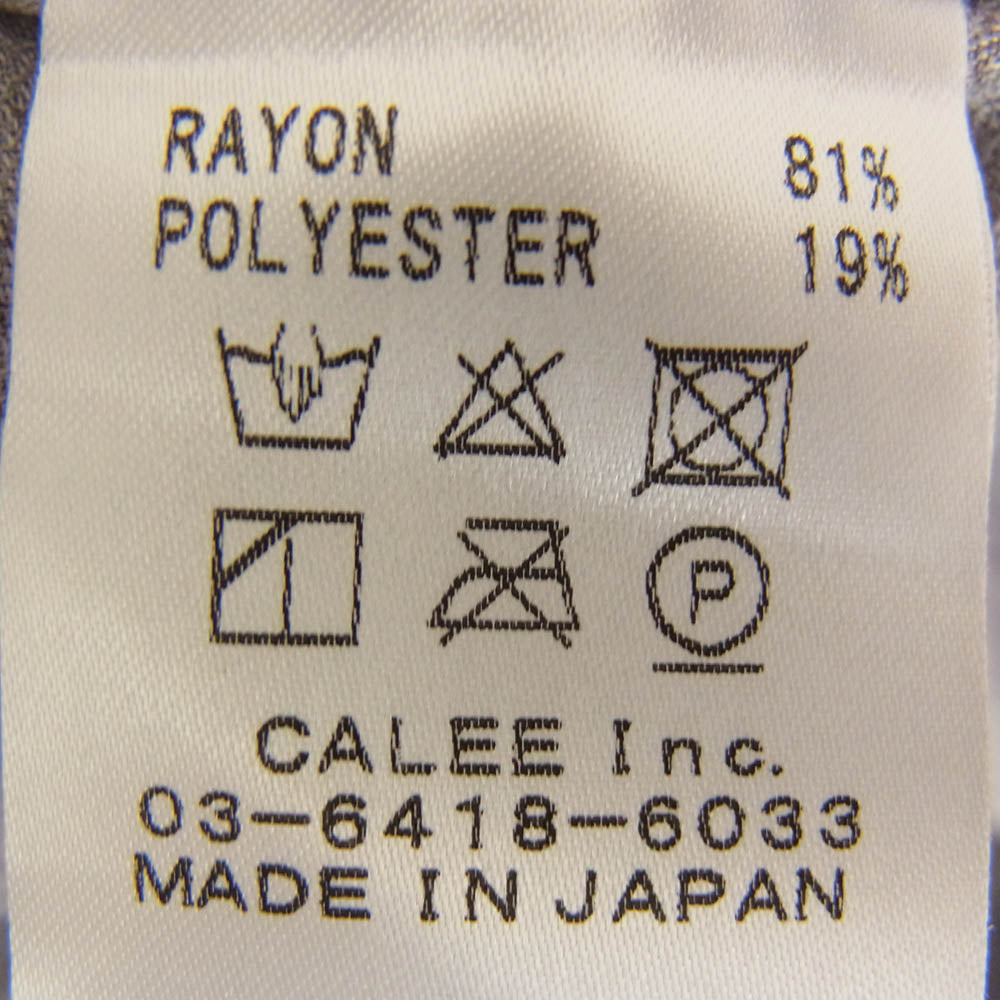 CALEE キャリー RAYON CHECK OPEN COLLAR LS SH レーヨン チェック オープンカラー 長袖 シャツ チャコール系 XL【中古】