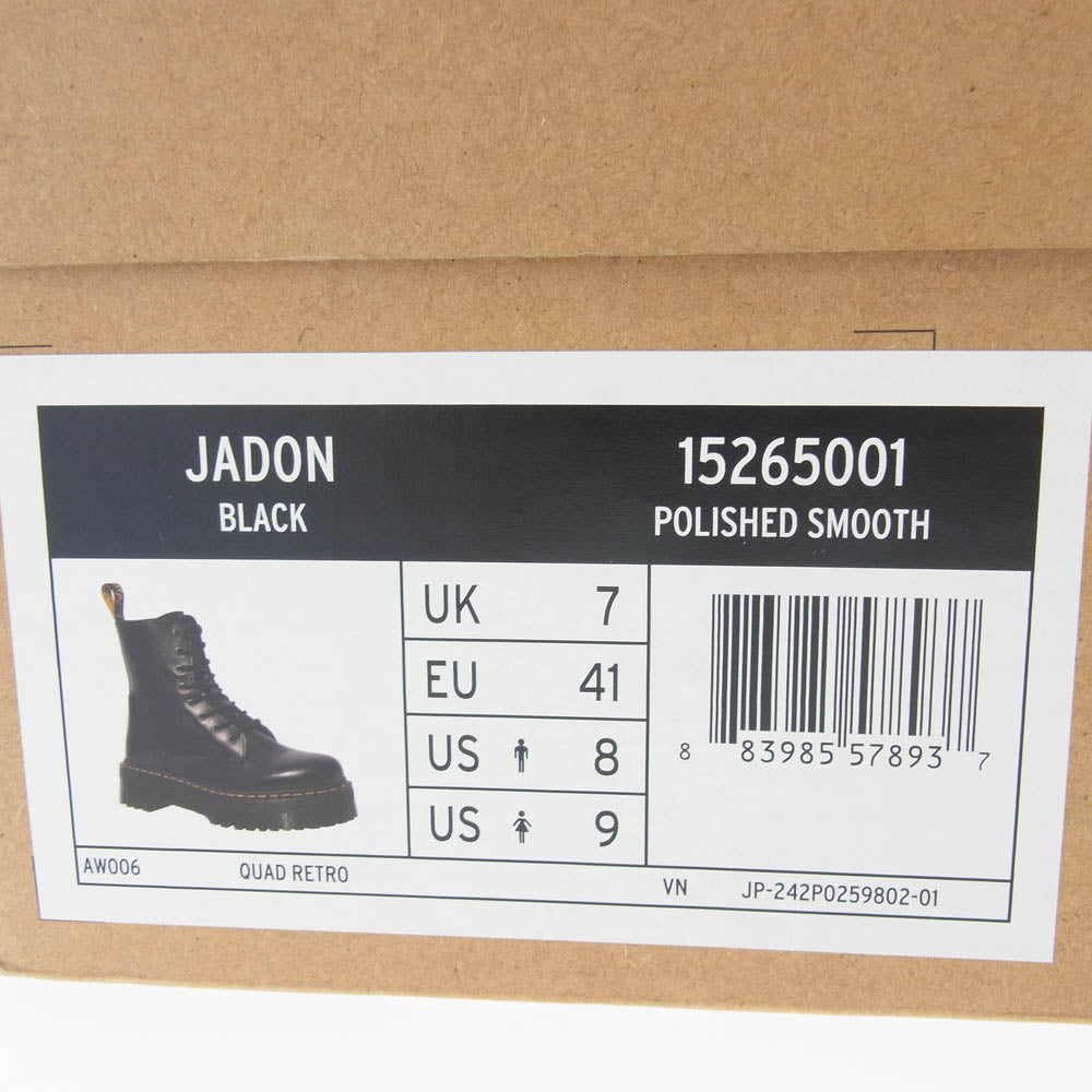 Dr.Martens ドクターマーチン 15265001 ORIGINALS BOOTS POLISHED SMOOTH JADON PLATFORM 8ホール ブーツ ブラック系 UK7【極上美品】【中古】