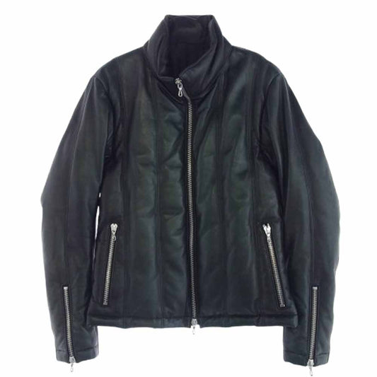 SHELLAC シェラック 1356900302 シープスキン レザー ダウン ジャケット ブラック系 44【中古】
