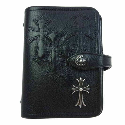 CHROME HEARTS クロムハーツ（原本無） AGENDA アジェンダ スモールCHクロス セメタリークロスパッチ レザー 手帳カバー ブラック系【中古】