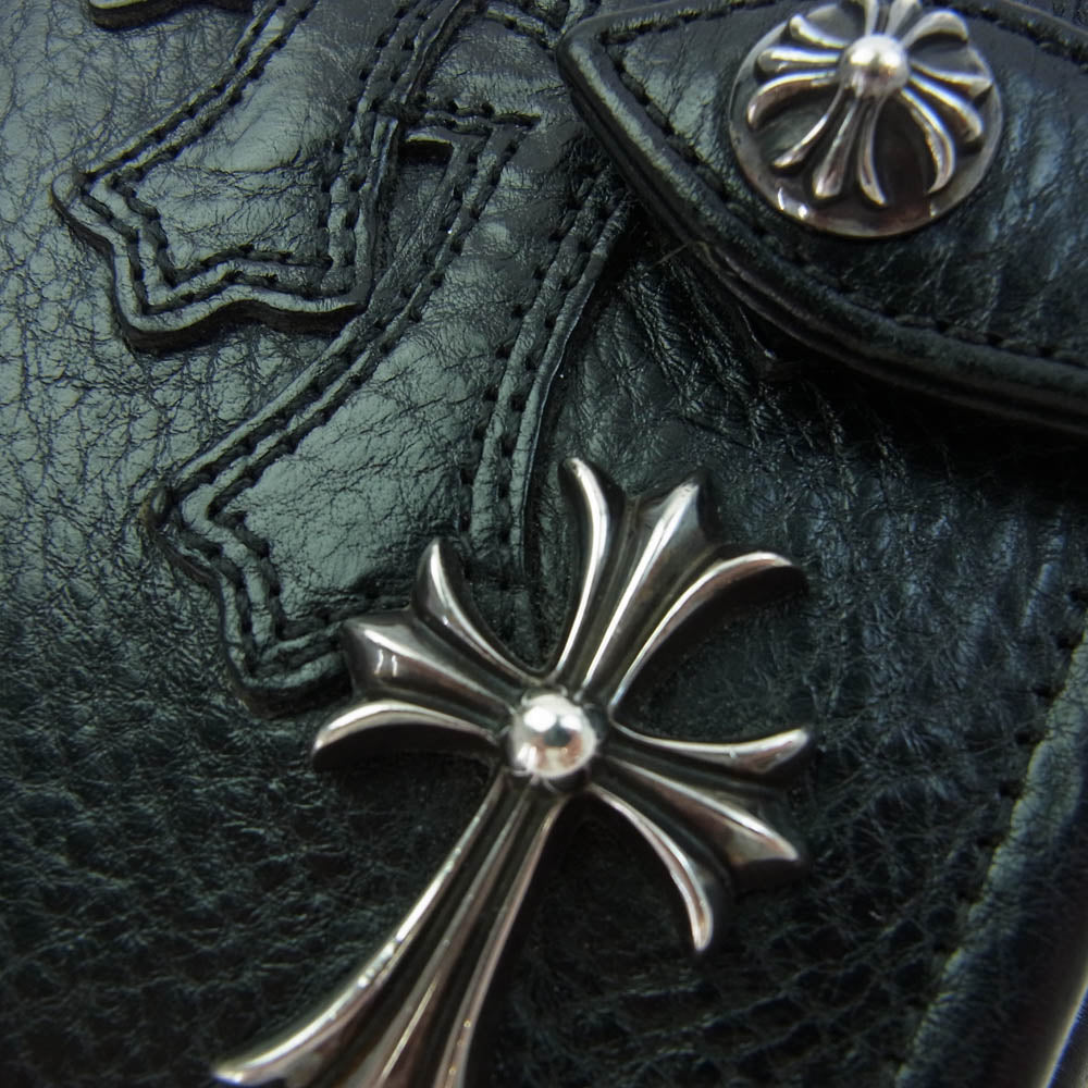 CHROME HEARTS クロムハーツ（原本無） AGENDA アジェンダ スモールCHクロス セメタリークロスパッチ レザー 手帳カバー ブラック系【中古】
