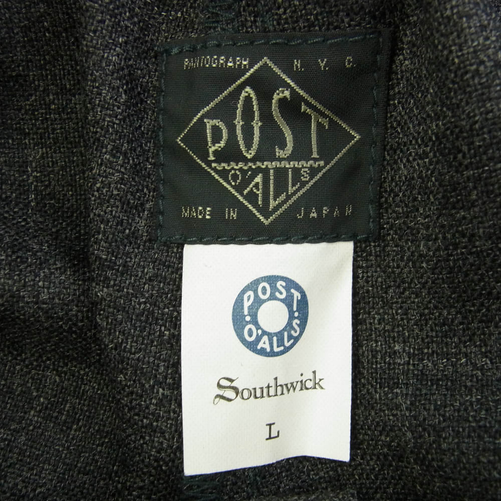 POST OVERALLS ポストオーバーオールズ 3310OS-CVH SOUTHWICK E-Z Lax 3 cotton covert charcoal イージー パンツ ダークグレー系 L【中古】