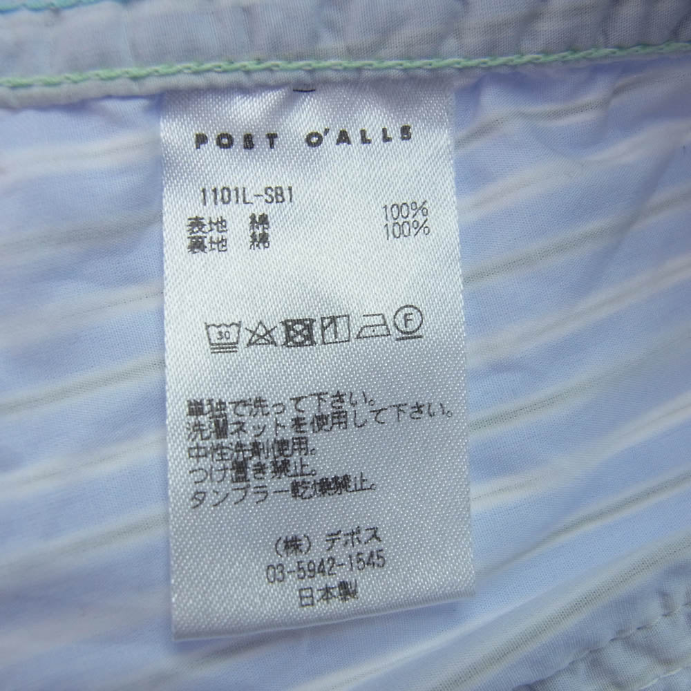 POST OVERALLS ポストオーバーオールズ 23AW 1101L-SB1 Lined No.1 Jacket stripe ストライプ 長袖 シャツ ジャケット ブルー系 M【中古】