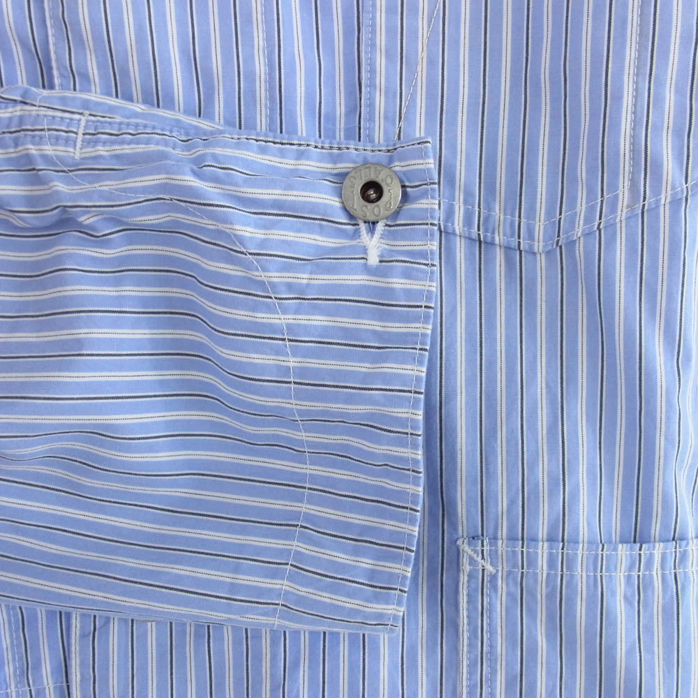 POST OVERALLS ポストオーバーオールズ 23AW 1101L-SB1 Lined No.1 Jacket stripe ストライプ 長袖 シャツ ジャケット ブルー系 M【中古】