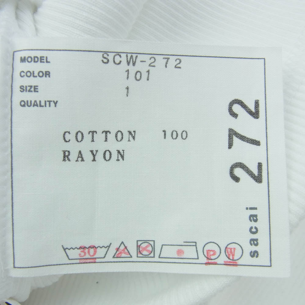Sacai サカイ 25SS SCW-272 s Cotton Jersey Tank Top Sロゴ コットン ジャージー タンクトップ ホワイト系 1【新古品】【未使用】【中古】