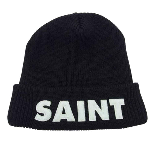 SAINT MICHAEL セントマイケル 23AW SM-A23-0000-050 KNIT CAP SAINT ニットキャップ ビーニー ニット帽 帽子 ブラック系 OS【中古】