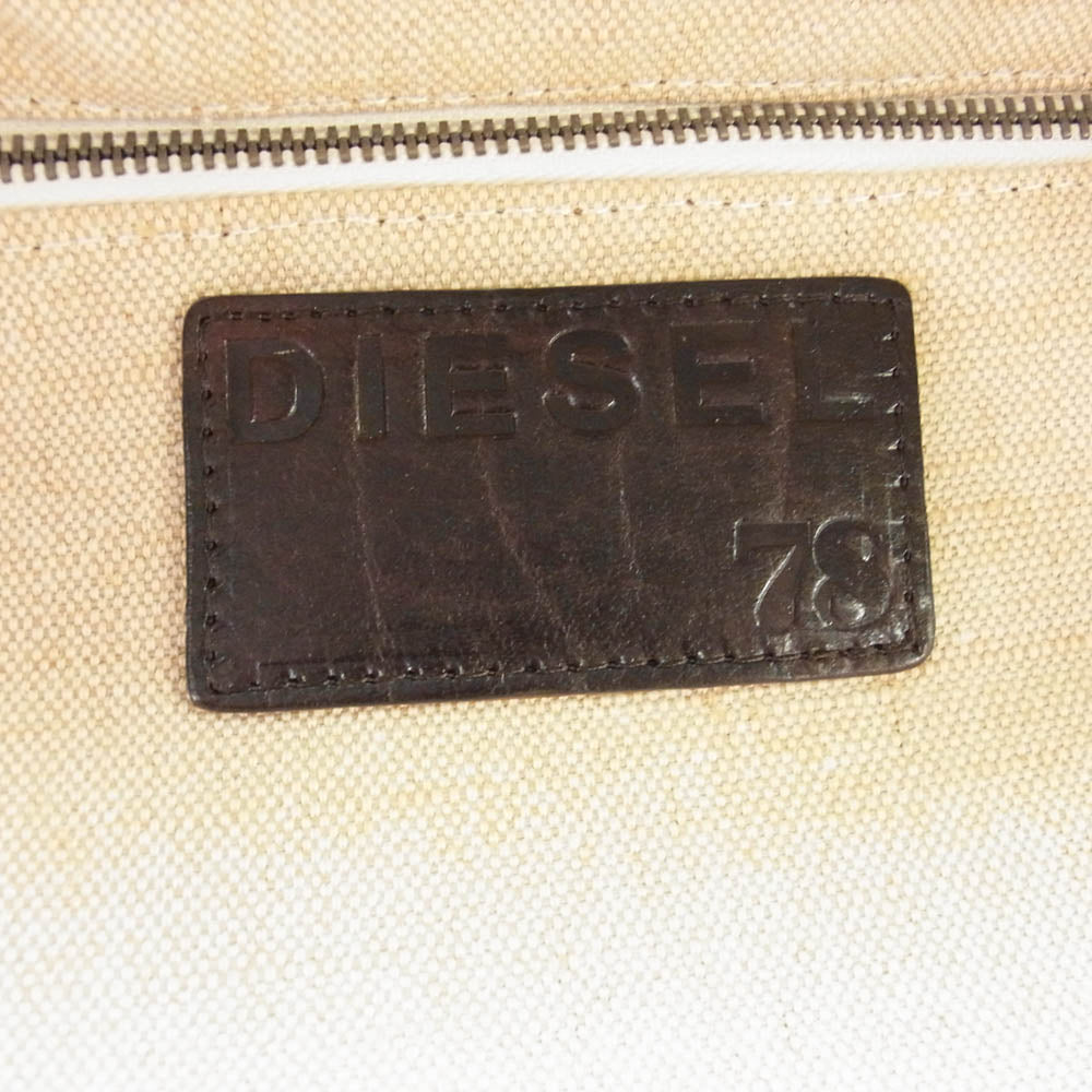 DIESEL ディーゼル レザー ハンドル トート バッグ ハンドバッグ ベージュ系【中古】