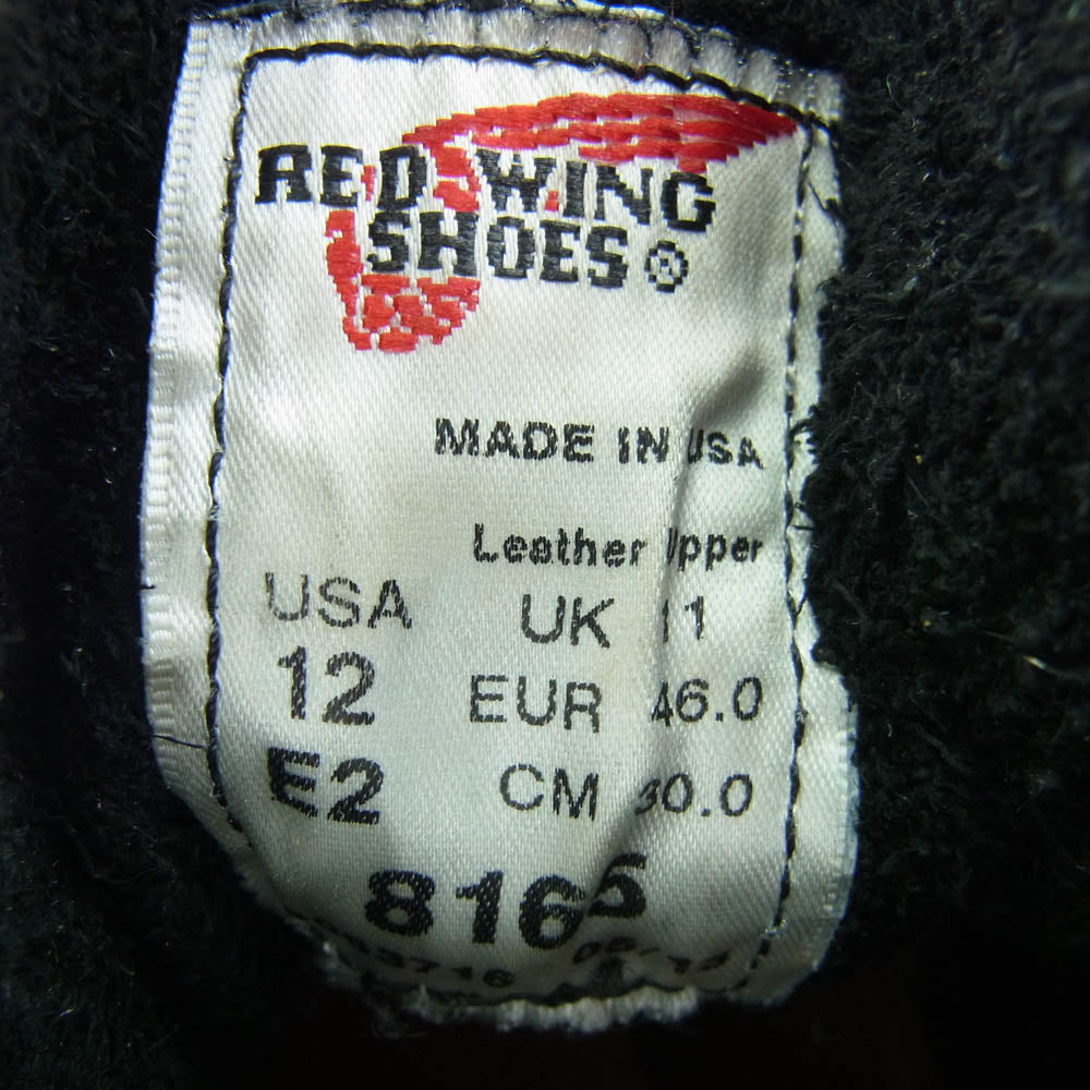 RED WING レッドウィング 8165 6-inch Classic Round クラシックラウンド ブーツ ブラック系 30cm【中古】