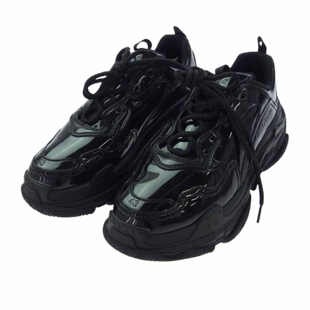BALENCIAGA バレンシアガ 734954 Triple S Sneaker Black Patent トリプルS エナメル パテント スニーカー ブラック系 28.5cm【美品】【中古】