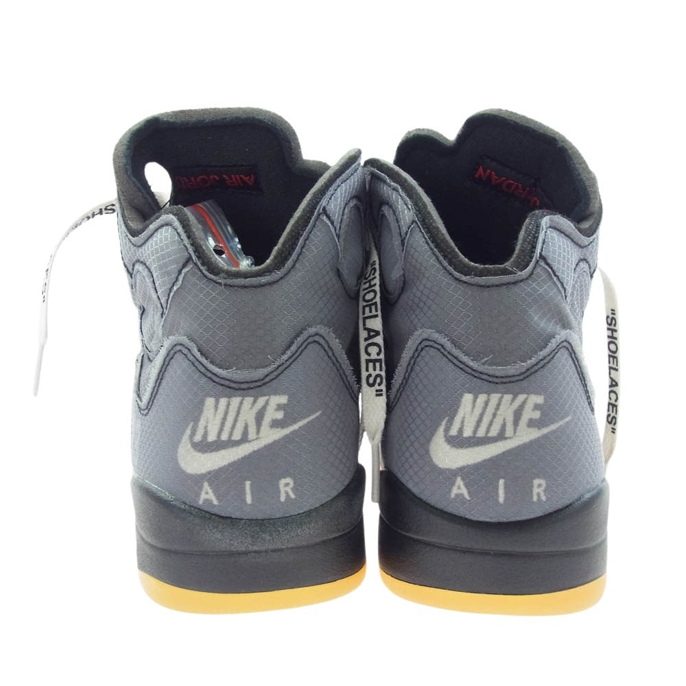 NIKE ナイキ CT8480-001 Off-White Air Jordan 5 Black Muslin Fire Red オフホワイト エアジョーダン5 ブラック モスリン ファイヤーレッド スニーカー グレー系 26.5cm【極上美品】【中古】