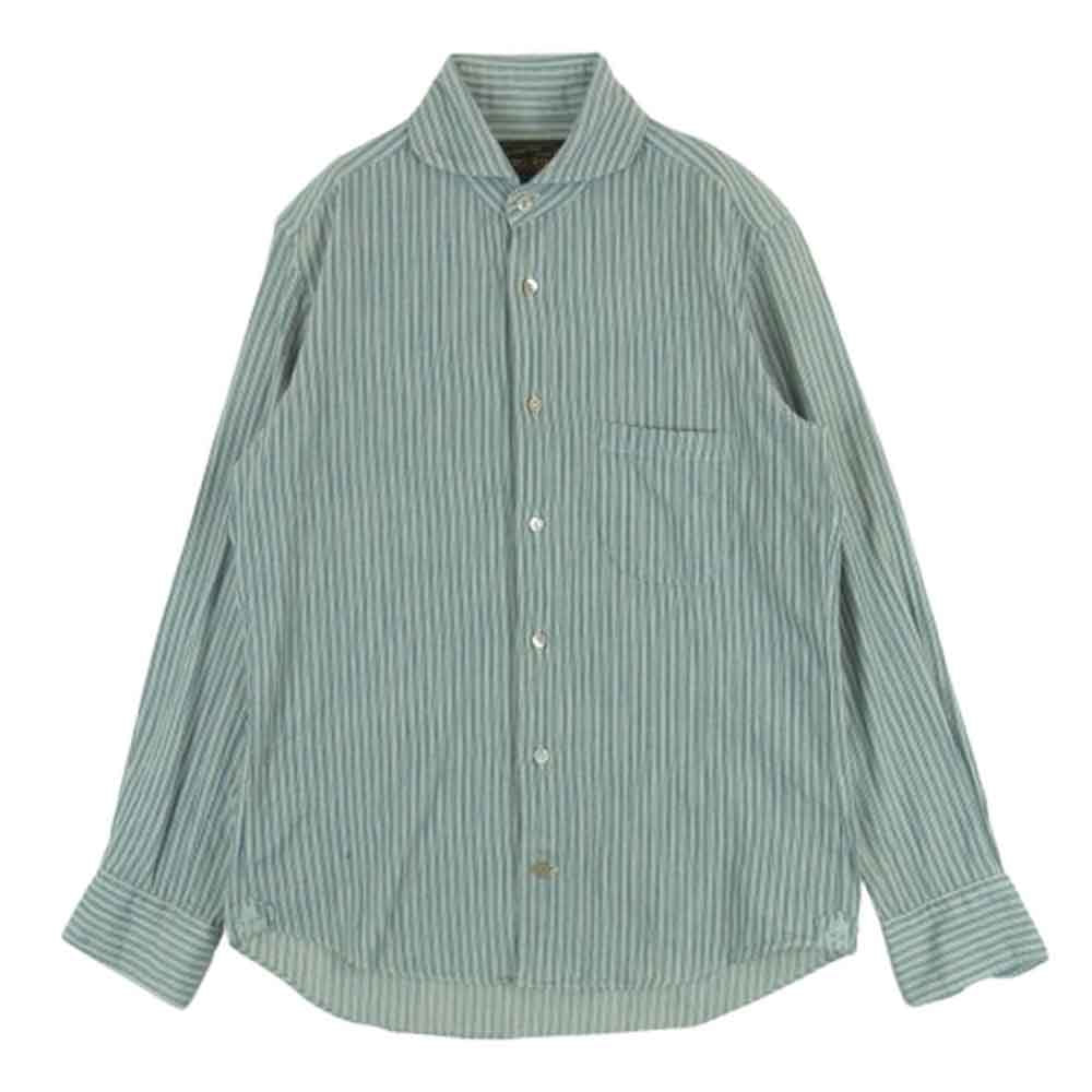 ORGUEIL オルゲイユ OR-5002B Windsor CollarShirt ウィンザー カラー ストライプ コットン 長袖 シャツ ライトブルー系 オフホワイト系 36【中古】