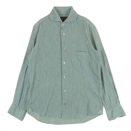 ORGUEIL オルゲイユ OR-5002B Windsor CollarShirt ウィンザー カラー ストライプ コットン 長袖 シャツ ライトブルー系 オフホワイト系 36【中古】