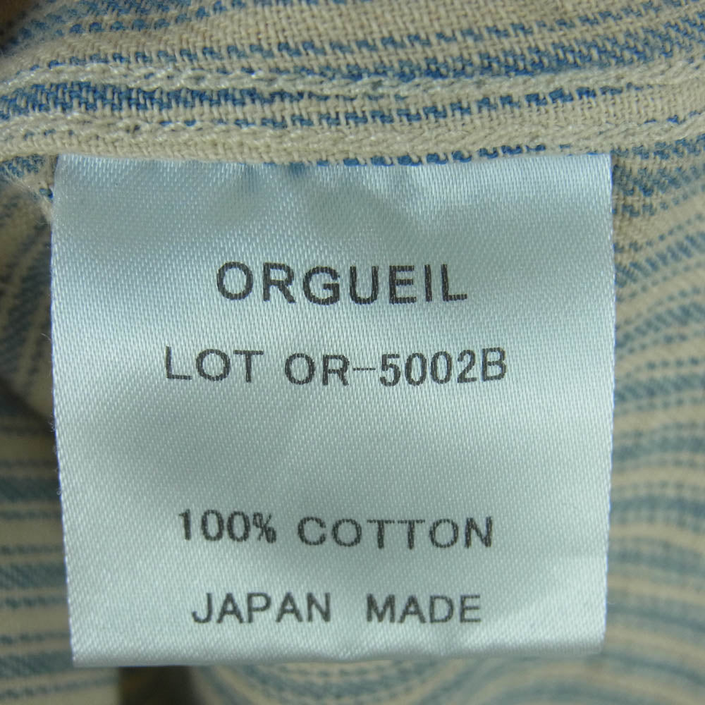 ORGUEIL オルゲイユ OR-5002B Windsor CollarShirt ウィンザー カラー ストライプ コットン 長袖 シャツ ライトブルー系 オフホワイト系 36【中古】