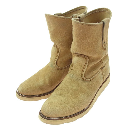 RED WING レッドウィング 8168 90s 刺繍羽タグ スエード ペコス ブーツ ベージュ系 8E【中古】