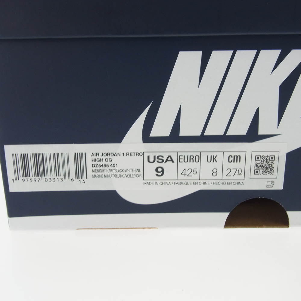NIKE ナイキ DZ5485-401 Air Jordan 1 Retro High OG Midnight Navy AJ1 エアジョーダン レトロ ハイ ミッドナイトネイビー ネイビー系 27cm【新古品】【未使用】【中古】
