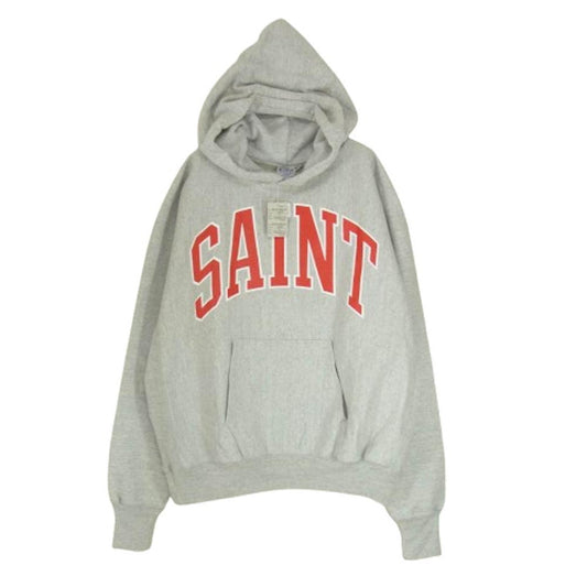 SAINT MICHAEL セントマイケル 23AW SM-A23-0000-031 HOODIE ARCH SAINT アーチロゴ プルオーバー パーカー グレー系 XL【極上美品】【中古】