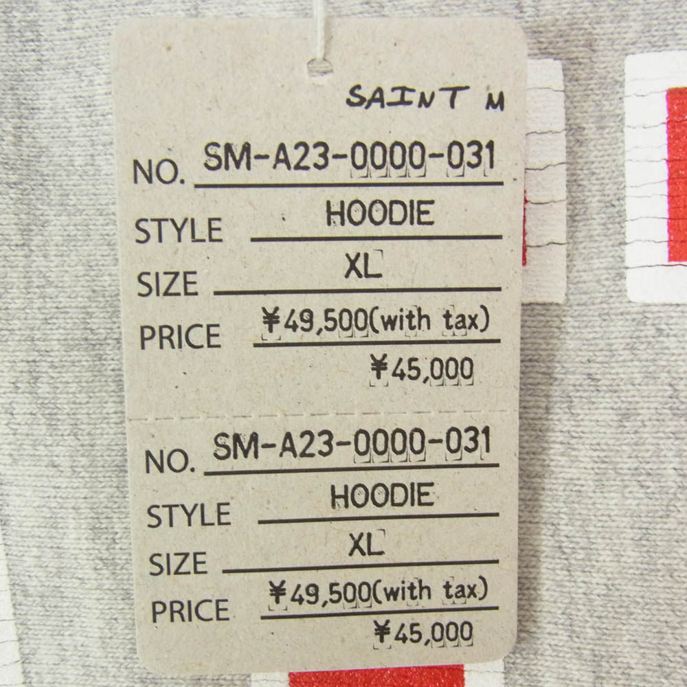 SAINT MICHAEL セントマイケル 23AW SM-A23-0000-031 HOODIE ARCH SAINT アーチロゴ プルオーバー パーカー グレー系 XL【極上美品】【中古】