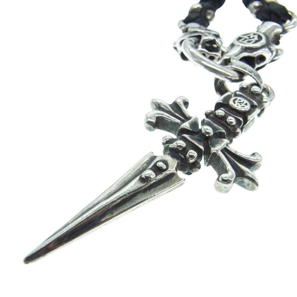 TRAVIS WALKER トラヴィスワーカー ギャランティ付属 CROSS DAGGER WITH 2 GARGOYLE WITH BRAIDED LEATHER NECKLACE クロスダガー 2ガーゴイル レザーネックレス【中古】