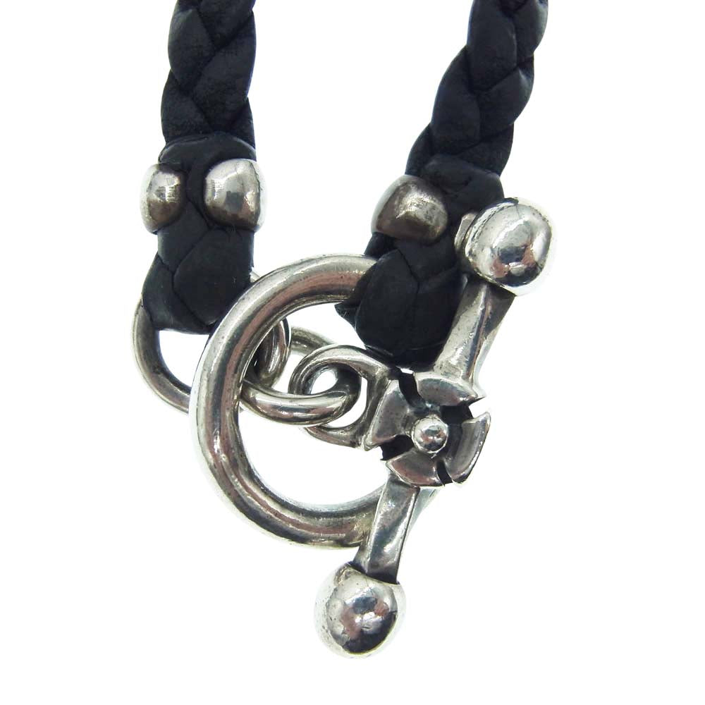 TRAVIS WALKER トラヴィスワーカー ギャランティ付属 CROSS DAGGER WITH 2 GARGOYLE WITH BRAIDED LEATHER NECKLACE クロスダガー 2ガーゴイル レザーネックレス【中古】