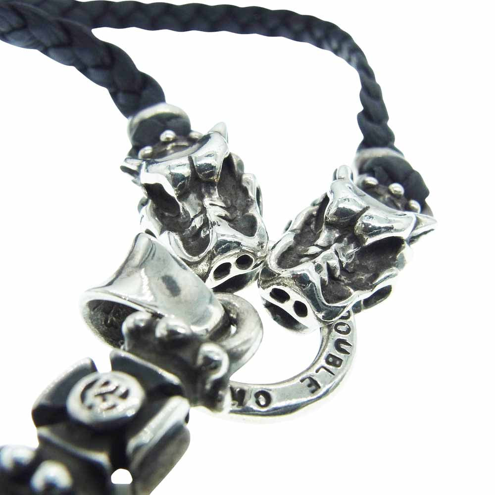 TRAVIS WALKER トラヴィスワーカー ギャランティ付属 CROSS DAGGER WITH 2 GARGOYLE WITH BRAIDED LEATHER NECKLACE クロスダガー 2ガーゴイル レザーネックレス【中古】