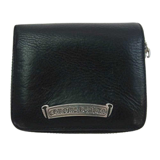 CHROME HEARTS クロムハーツ（原本有） SQ ZIP BILL スクエアジップビル ダガージップ レザーウォレット 財布 ブラック系 シルバー系【中古】