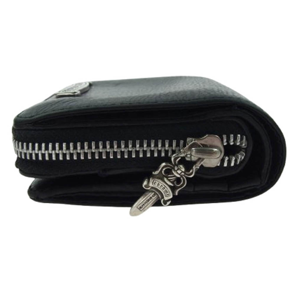 CHROME HEARTS クロムハーツ（原本有） SQ ZIP BILL スクエアジップビル ダガージップ レザーウォレット 財布 ブラック系 シルバー系【中古】