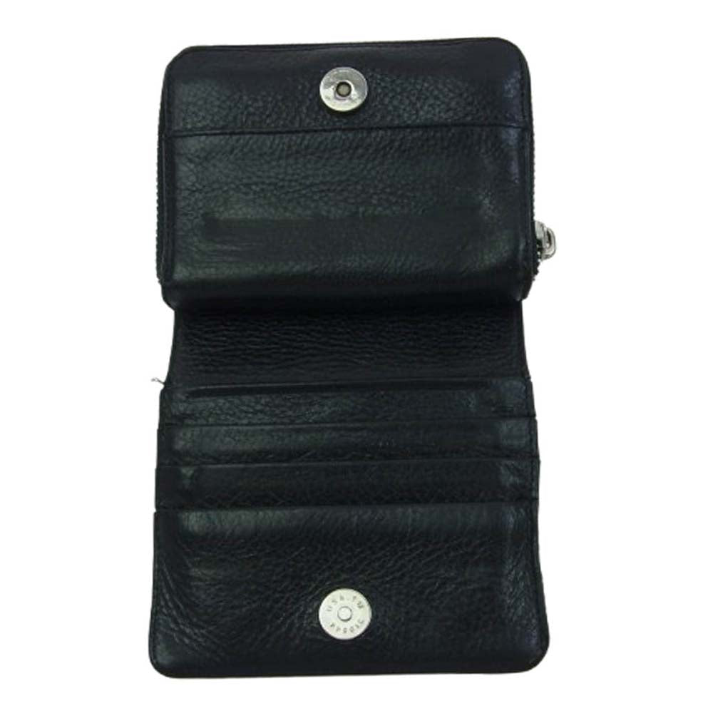 CHROME HEARTS クロムハーツ（原本有） SQ ZIP BILL スクエアジップビル ダガージップ レザーウォレット 財布 ブラック系 シルバー系【中古】