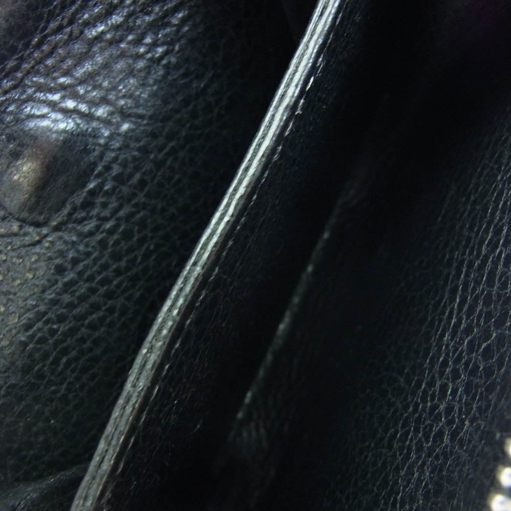 CHROME HEARTS クロムハーツ（原本有） SQ ZIP BILL スクエアジップビル ダガージップ レザーウォレット 財布 ブラック系 シルバー系【中古】