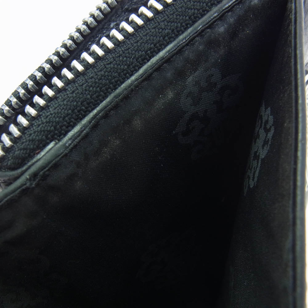 CHROME HEARTS クロムハーツ（原本有） SQ ZIP BILL スクエアジップビル ダガージップ レザーウォレット 財布 ブラック系 シルバー系【中古】