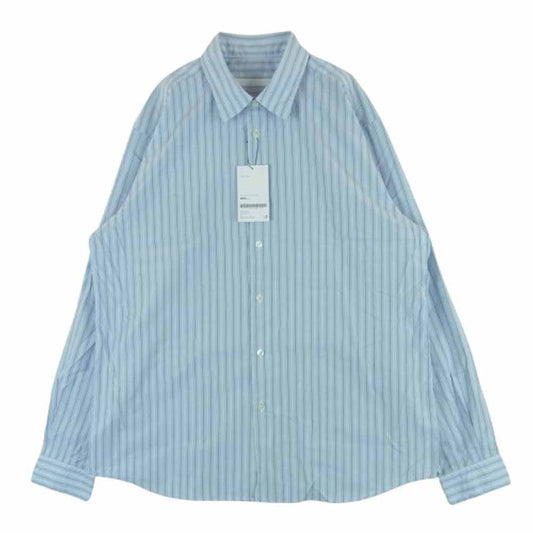 SOPHNET. ソフネット SOPH-250010 STRIPE REGULAR FIT SHIRT ストライプ レギュラー フィット 長袖 シャツ ライトブルー系 XL【新古品】【未使用】【中古】